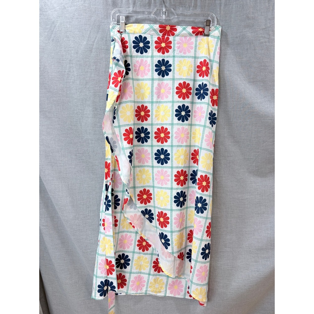 NWT Cider Floral‎ Daisy Grid Wrap Midi Skirt Multi Color Plus Size 4XL Dopamine